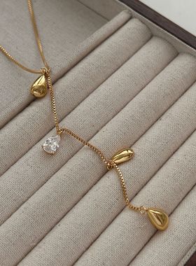 雨滴项链简约通勤高级感项链时尚气质金属锁骨链复古气质轻奢