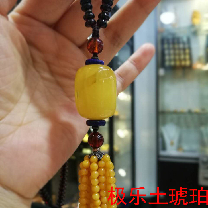 【极乐土琥珀】5329天然血珀蜜蜡项链  血珀项链 蜜蜡桶珠配链