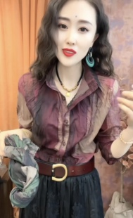 欧洲站春夏新款丝麻薄款褶皱衬衫女宽松休闲大码洋气打底衬衫上衣