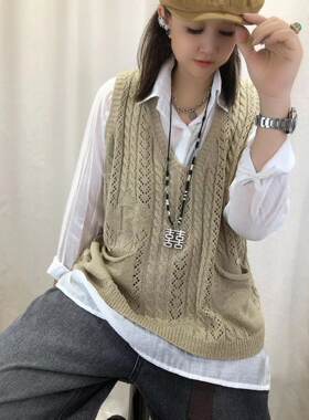 套头韩版宽松休闲针织衫马甲