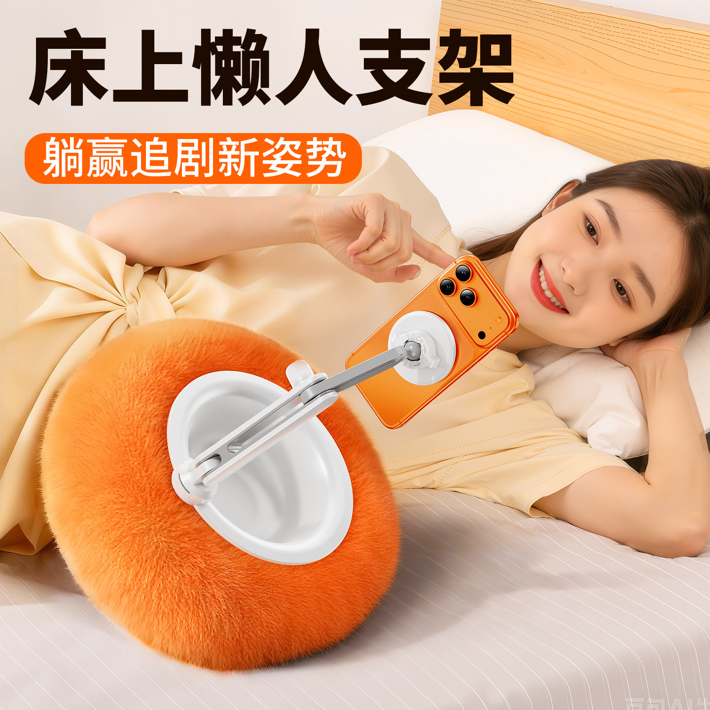 雪奈儿磁吸手机抱枕支架懒人床上躺着看平板ipad沙发追剧神器床头床边宿舍360度旋转多功能支撑架子2026新款