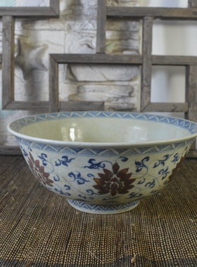 手绘青花釉里红古董古玩