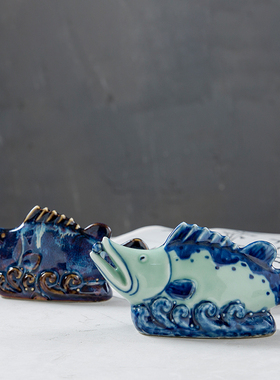 民国手绘青花古董古玩