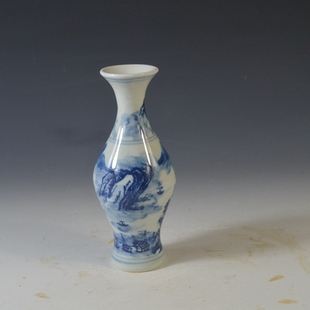 景德镇复古瓷器手工手绘青花山水纹袖 家居饰品摆件668 珍小花瓶