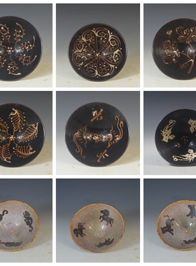 仿古瓷器 复古吉州窑风格 满天星斗笠碗 茶碗 酒碗 古董古玩收藏