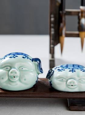 民国发财猪水滴摆件古董古玩