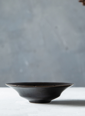 手工匠人造 复古风 北宋黑釉平口折腰碟 壶承 点心碟 景德镇瓷器