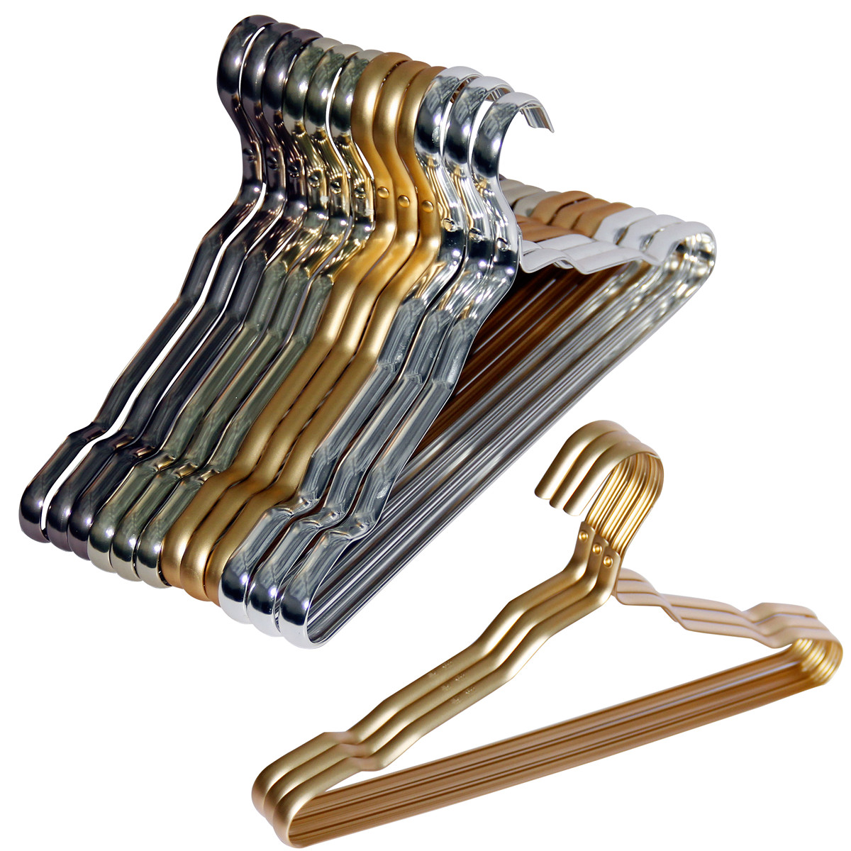 太空铝合金衣架家用挂衣无痕加厚加粗不锈钢衣挂阳台金色衣撑恋晴