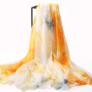 杭州丝绸丝巾高档超大印花纱巾女冬季洋气中老年围巾春秋长款披肩