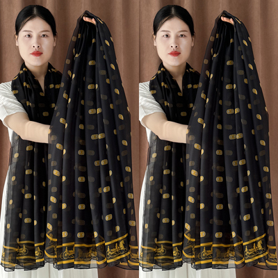 秋冬高档纱巾长条洋气新款丝巾时尚百搭女士保暖围巾爆款防晒披肩