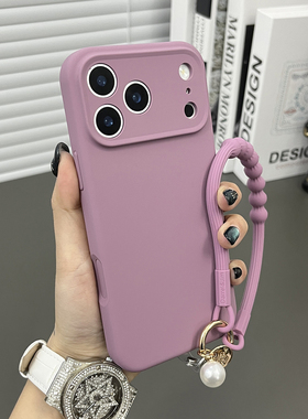 三只鱼【时尚肤感液态硅胶活力橙手提绳】适用于苹果17/16/15promax手机壳新款ipone气质防摔全包保护套男女