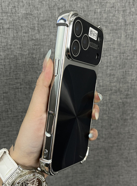 三只鱼【高档CD纹石墨黑】适用苹果17/16/15promax手机壳新款ipone带镜头膜商务个性防摔全包保护套男女潮牌