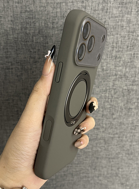 三只鱼【潮牌液态硅胶磁吸支架钛灰色】适用苹果17/16/15promax手机壳新款ipone带镜头膜个性防摔保护套男女