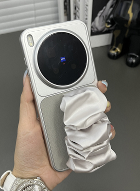 三只鱼【轻奢素皮纹浅灰色手腕带】适用于vivox300ultra/300pro/300s手机壳新款时尚高档防摔全包保护套男女