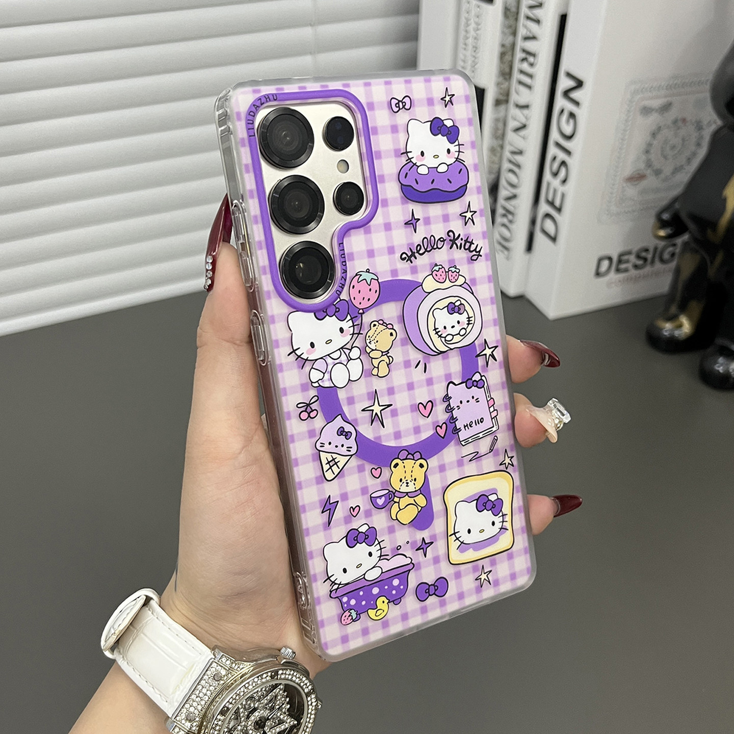 三只鱼【日系紫色蛋糕猫咪磁吸】适用于三星Galaxys26/25/24/23ultra手机壳新款时尚防摔全包保护套男女可爱,3C数码配件,手机保护套/壳,淘宝优惠券,粉丝福利购,淘宝优惠卷