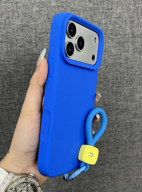 三只鱼【潮牌液态硅胶克莱因蓝手提】适用苹果17/15/16/15promax手机壳新款ipone网红简约防摔全包保护套男女