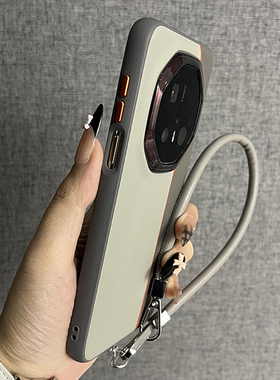 三只鱼【高档素皮纹浅灰色手绳】适用华为mate70/60rs非凡大师/mate70pro手机壳新款个性防摔保护套男女潮牌