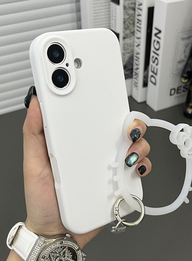 三只鱼【日系液态硅胶磁吸纯白色手提环】适用于苹果17/16/15promax手机壳新款ipone时尚防摔全包保护套男女