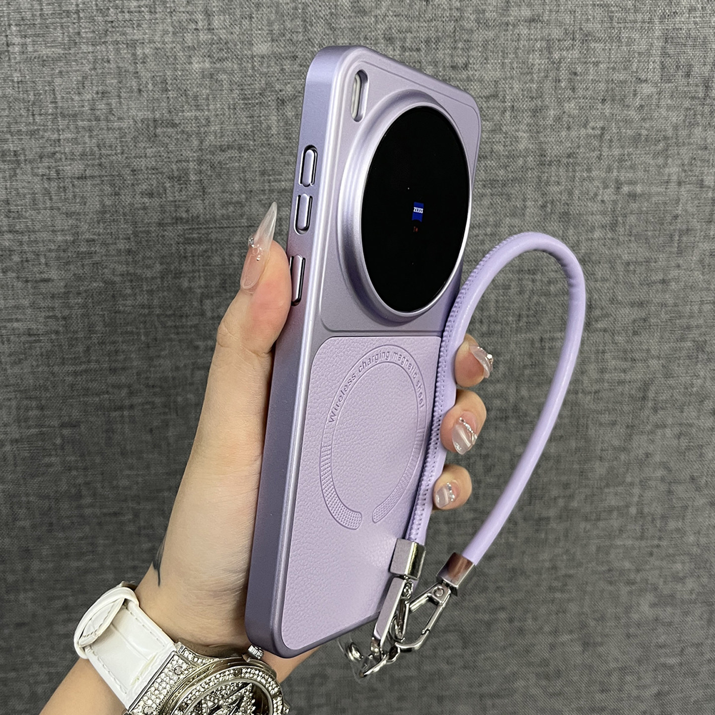 三只鱼【奢华荔枝皮纹磁吸冷烟紫手提绳】适用于vivox300pro/vivox300手机壳新款小众时尚防摔全包保护套男女,3C数码配件,手机保护套/壳,淘宝优惠券,粉丝福利购,淘宝优惠卷