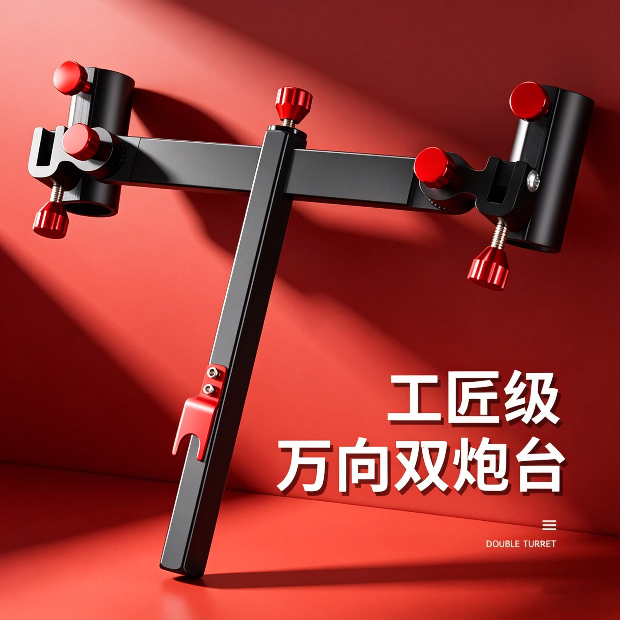 钓箱双炮台支架一拖二万向钓椅双炮台架座双杆双头渔具配件双架杆