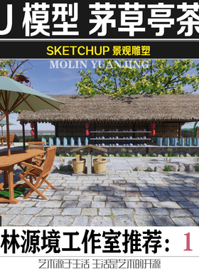美丽乡村新农村茅草亭酒馆茶馆驿站景观设计su模型sketchup素材