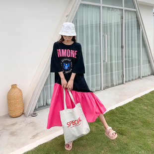 连衣裙大码女装胖mm遮肚子设计感小众t恤裙2026新款夏装200斤显瘦