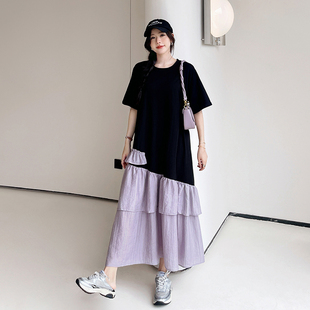 法式复古连衣裙女2026夏季新款胖mm大码时尚不规则气质高级感裙子