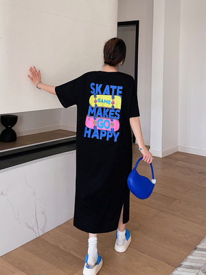 微胖女装显瘦减龄遮肉大码连衣裙夏胖mm2026新款纯棉宽松直筒长裙