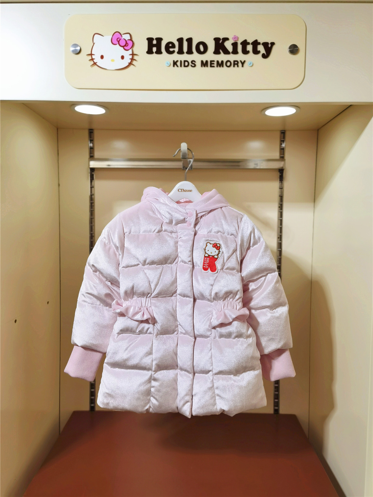 女童冬季连帽白鸭绒保暖拉链衫