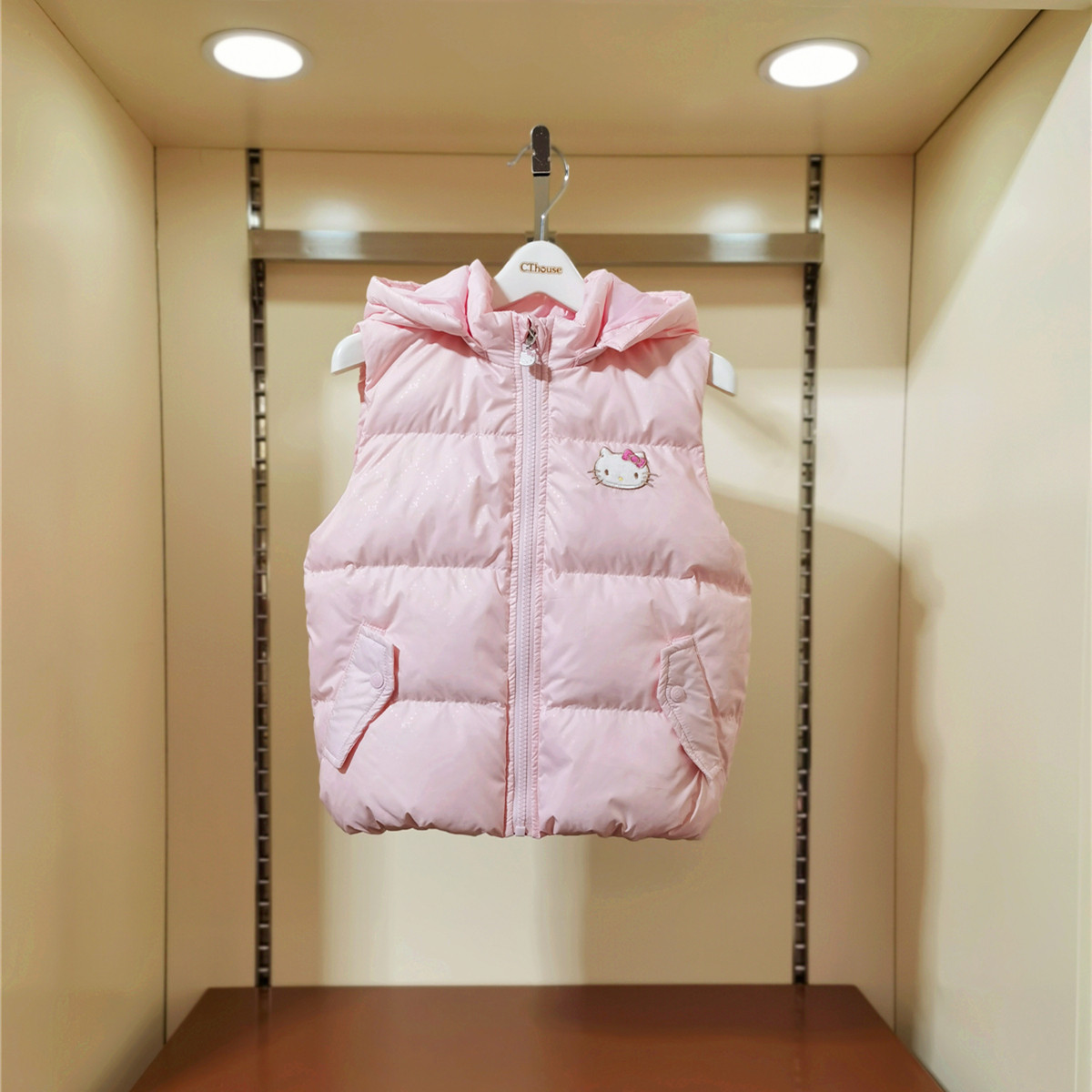 专柜新款童装女童连帽羽绒马甲KT秋冬厚白鸭绒背心1070183021