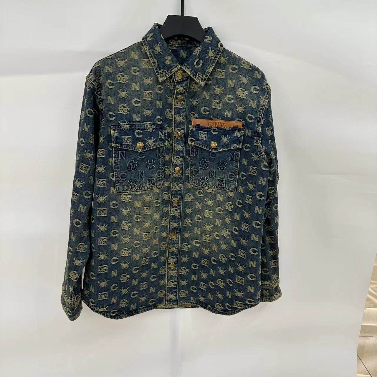 CNC男装2023年秋冬新款时尚潮流牛仔印花外套意大利轻奢