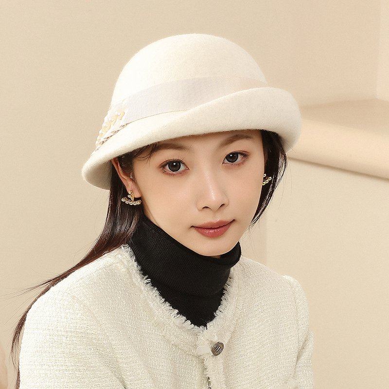 诗丹凯萨2023新款帽子女秋冬季贝雷帽女英伦复古小礼帽女优雅名媛