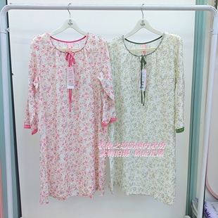 花丛丽影326112056女天丝提格2026夏款七分袖睡裙家居服休闲睡衣