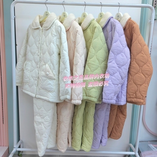 花丛丽影325972006女引流羽绒压花夹棉2025新款保暖家居服睡衣