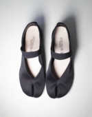 HOME 忍者tabi一字带女鞋 WORK手工女鞋 复古真丝缎面平底分趾鞋