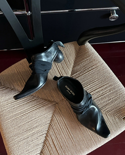 面球型木跟穆勒鞋 HOME WORK原创设计师简洁牛皮手工褶皱鞋