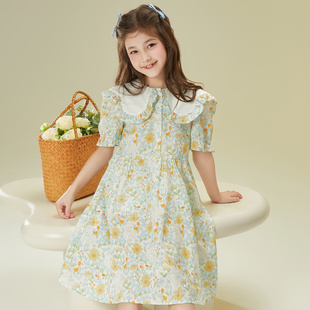 夏季 小虎帕蒂童装 女童公主花朵百搭日常显瘦连衣裙公主甜美可爱风
