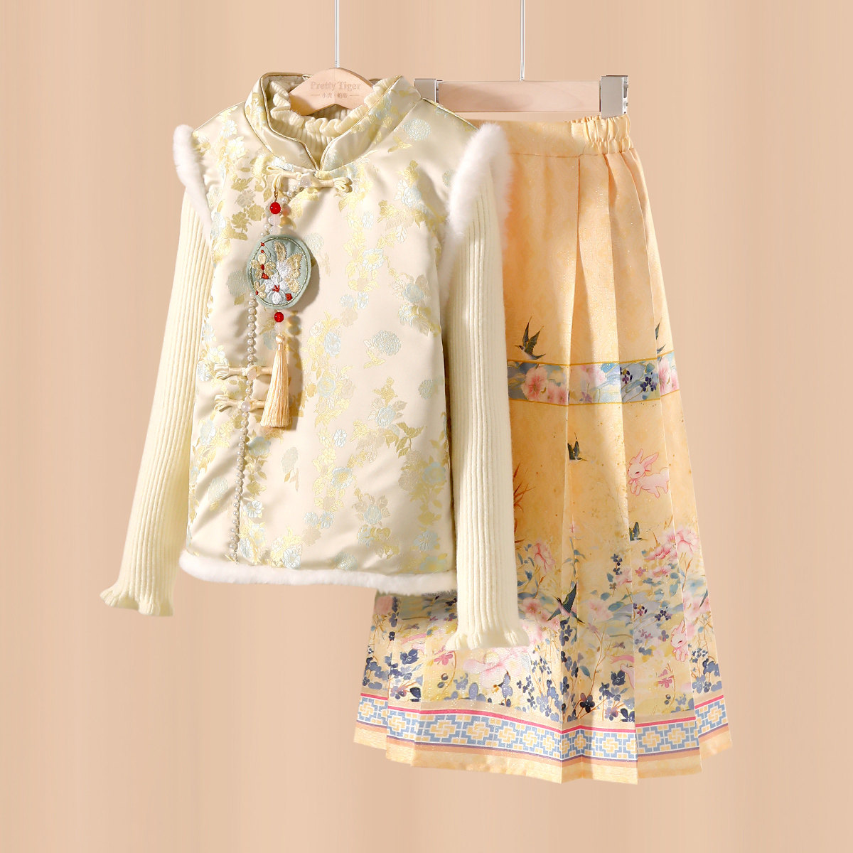 小虎帕蒂秋冬毛衣背心马面裙三件套舒适女童汉服公主风古风中国风,童装/婴儿装/亲子装,汉服,淘宝优惠券,粉丝福利购,淘宝优惠卷