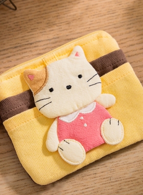 可爱啵啵猫 LB25-017 卡通猫咪蜜蜂小鱼儿精致造型零钱卡片包棉布