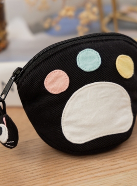 可爱啵啵猫咪 LB25-020 卡通黑猫创意猫掌纯棉布零钱卡片迷你小包