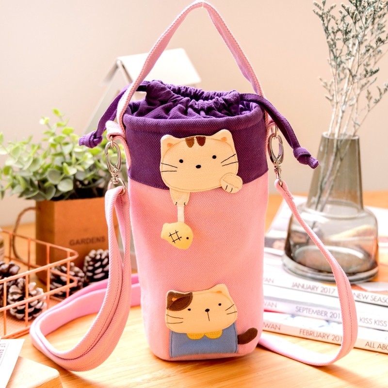 台湾啵啵猫 620214 可爱猫咪小鱼儿水杯套水壶袋纯棉手提斜跨两用,餐饮具,杯套,淘宝优惠券,粉丝福利购,淘宝优惠卷
