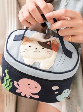 台湾啵啵猫 610035 可爱猫咪便携洗漱化妆包午餐便当袋杂物收纳袋