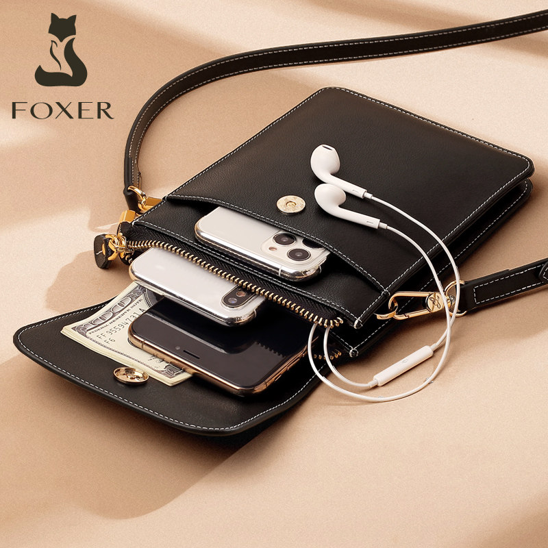 Golden Fox kiçik qadın telefon çantası, çarpaz asma, dəri