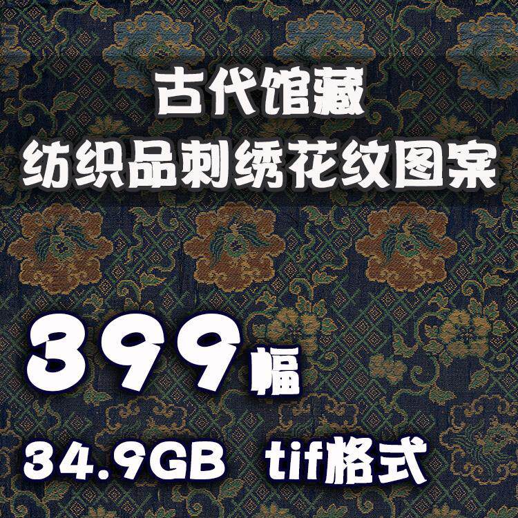 馆藏清代服饰17至19世纪中国纺织品布料刺绣花纹图案高清图片素材