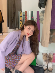 Real auction real price floral suspender skirt show thin short skirt base skirt dress + British suit coat