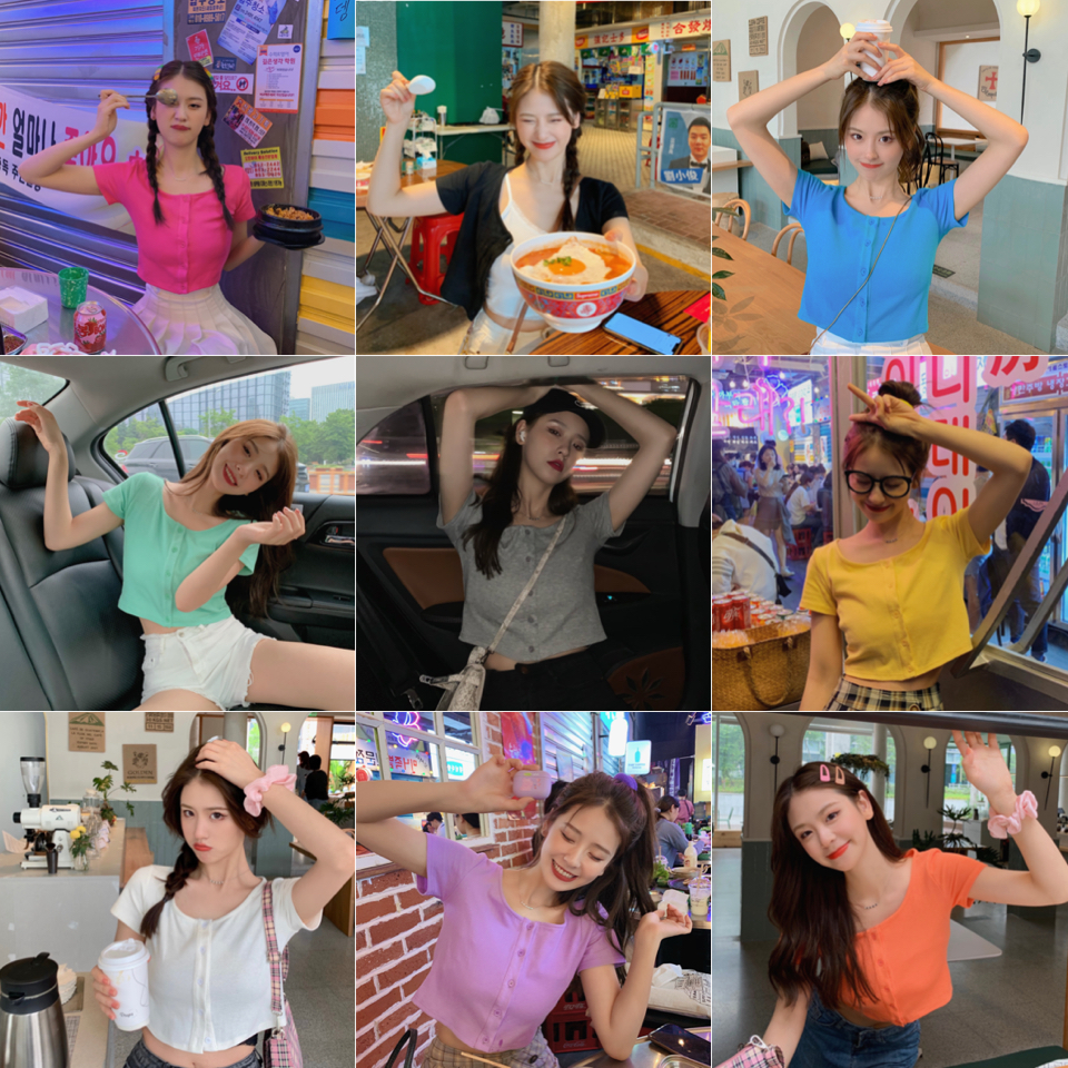 Real price short knitted cardigan new slim short sleeve T-shirt versatile thin round neck multicolor top