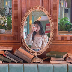 Actual price of the new women's wear, square, hollowed out, loose sleeves, striped textured blouse.