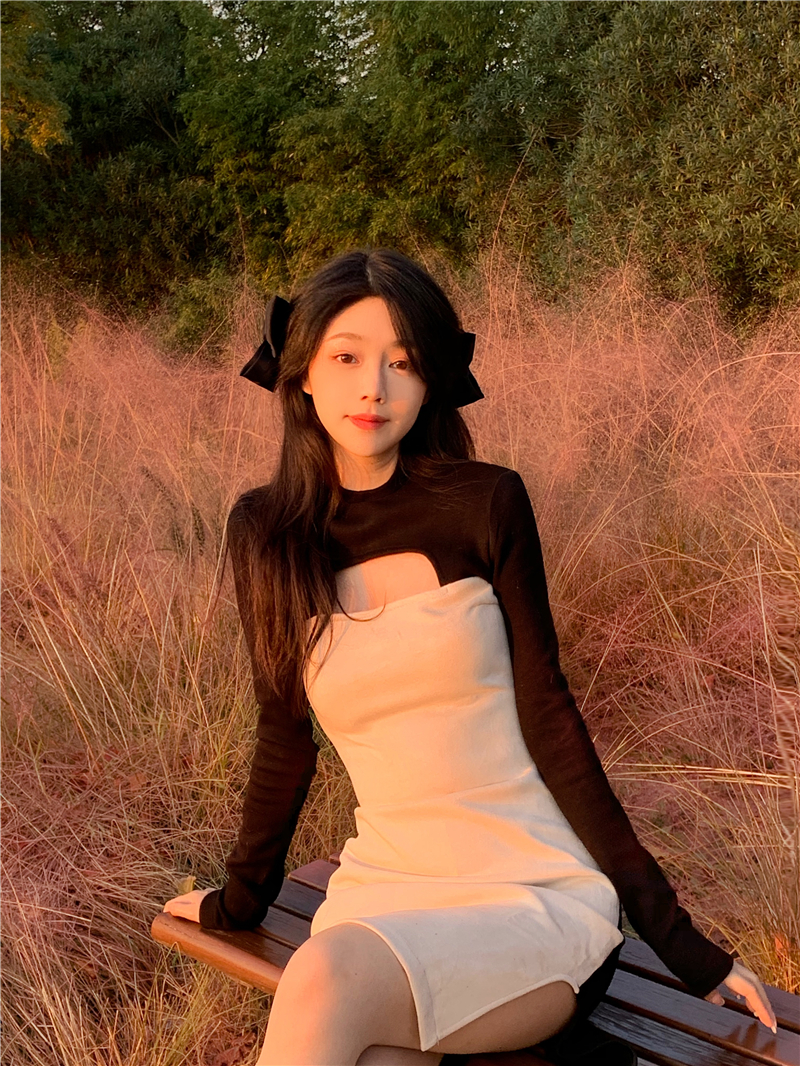 Real price heavy industry suede knitted contrast tight and thin stitched dress skirt