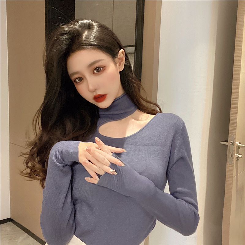 Real price new year's Knitted Top Women's versatile long sleeve short base coat BM style design