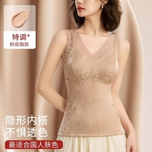 2025冬季免穿文胸加厚保暖背心女士乳胶杯塑身美体长款抹胸式内衣